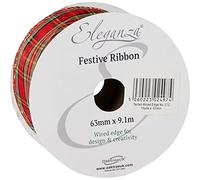 Oaktree UK Eleganze Festive Tartan Wired Edge,Yellow,green,no. 272, 9 x 9 x7