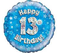 Oaktree UK Oaktree 18" Happy 13th Birthday Blue Holographic, Aluminium