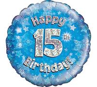 Oaktree UK Oaktree 18" Happy 15th Birthday Blue Holographic, Aluminium