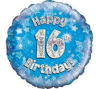 Oaktree UK Oaktree 18" Happy 16th Birthday Blue Holographic, Aluminium