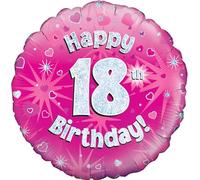 Oaktree UK Oaktree 18" Happy 18th Birthday Pink Holographic