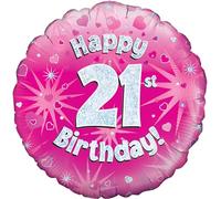 Oaktree UK Oaktree 18" Happy 21st Birthday Pink Holographic