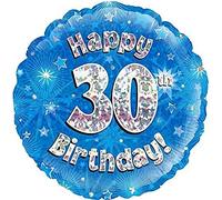 Oaktree UK Oaktree 18" Happy 30th Birthday Blue Holographic, Aluminium