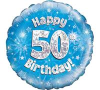 Oaktree UK Oaktree 18" Happy 50th Birthday Blue Holographic, Aluminium