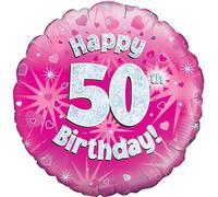 Oaktree UK Oaktree 18" Happy 50th Birthday Pink Holographic
