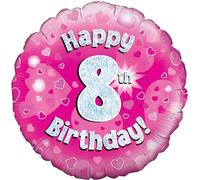 Oaktree UK Oaktree 18" Happy 8th Birthday Pink Holographic