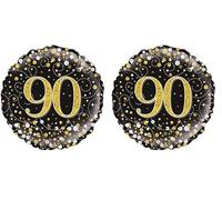OaktreeUK 210450 Oaktree 18" 90th Sparkling Fizz Birthday Black & Gold Holographic (Pack of 2)