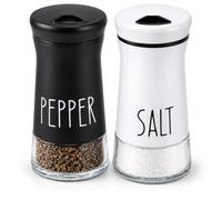 Oaktreey Salt and Pepper Shakers Set of 2, 110 ml Refillable Cruet Set | Black and White Cruet Set for Kitchen and Dining Table
