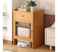 OAKVYNE Robot Cabinet With Acrylic Doors Robotic Vacuum Cleaner, Robot Vacuum Hidden Cabinet Accent Side Tables For Living Room, Bedroom, Bathroom, Balcony, Save Space(Natural)