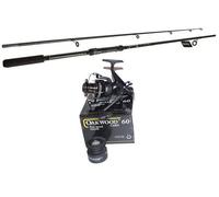 OAKWOOD 8ft Carp Stalker Fishing Rod & 3BB Bait Runner Reel Line Combo