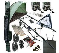 OAKWOOD Carp fishing Set Up With Rods Reels Alarms Net Holdall Bait Bivvy & Tackle 2 WAY
