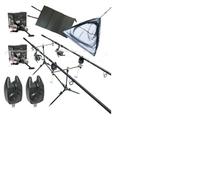 OAKWOOD Complete Carp Fishing Set, 10ft 3-Piece Rod Pod, Alarms, Reels, Mat and Net