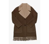 OAKWOOD Fabienne Khaki & Beige Reversible Fringed Coat Size: L, Colour
