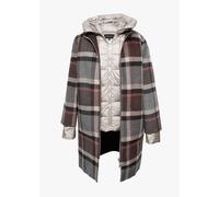 OAKWOOD Liliana Brown Checked Wool & Nylon Padded Longline Coat Size: