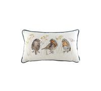 Oakwood Robins Printed Hand-Painted Watercolour Cushion Evans Lichfield Multi 30cm x 50cm