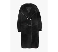 OAKWOOD Tilda Black Shearling Style Longline Coat Size: XL, Colour: Bl