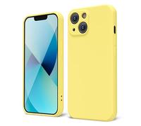 oakxco Designed for iPhone 13 Mini Phone Case Liquid Silicone Bumper Grip, Cute Thin Slim Soft Rubber TPU Plain Smooth Gel Cover for Women Girl Aesthetic, Matte Solid Protective & Shockproof, Yellow