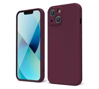 oakxco Designed for iPhone 13 Mini Phone Case Liquid Silicone, Cute Thin Slim Soft Rubber TPU Plain Smooth Gel Cover for Women Girl Aesthetic, Matte Solid Protective & Shockproof, Burgundy Plum Wine