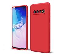 oakxco Designed for Samsung Galaxy S10 Case Liquid Silicone Grip, Cute Thin Slim Soft Rubber TPU Plain Smooth Gel Cover for Women Girl Aesthetic, Matte Solid Protective & Shockproof, Red