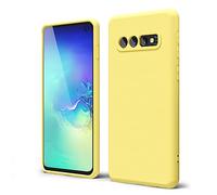 oakxco Designed for Samsung Galaxy S10 Case Liquid Silicone Grip, Cute Thin Slim Soft Rubber TPU Plain Smooth Gel Cover for Women Girl Aesthetic, Matte Solid Protective & Shockproof, Yellow