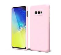 Oakxco Designed for Samsung Galaxy S10e Phone Case Liquid Silicone, Cute Thin Slim Soft Rubber TPU Plain Smooth Gel Cover for Women Girl Aesthetic, Matte Solid Protective & Shockproof, Rose Light Pink