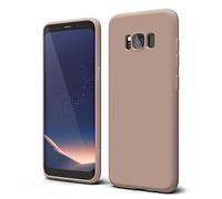 oakxco Designed for Samsung Galaxy S8 Phone Case Liquid Silicone, Cute Thin Slim Soft Rubber TPU Plain Smooth Gel Cover for Women Girl Aesthetic, Matte Solid Protective & Shockproof, Nude Light Brown