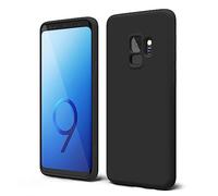 oakxco Designed for Samsung Galaxy S9 Phone Case Liquid Silicone Bumper, Cute Thin Slim Soft Rubber TPU Plain Smooth Gel Cover for Women Girl Aesthetic, Matte Solid Protective & Shockproof, Black