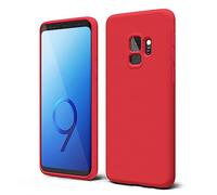 oakxco Designed for Samsung Galaxy S9 Phone Case Liquid Silicone Bumper Grip, Cute Thin Slim Soft Rubber TPU Plain Smooth Gel Cover for Women Girl Aesthetic, Matte Solid Protective & Shockproof, Red
