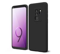 oakxco Designed for Samsung Galaxy S9 Plus Phone Case Liquid Silicone Grip, Cute Thin Slim Soft Rubber TPU Plain Smooth Gel Cover for Women Girl Aesthetic, Matte Solid Protective & Shockproof, Black
