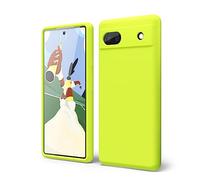 oakxco for Google Pixel 6A Phone Case Liquid Silicone, Fluorescent Bright Solid Color, Cute Thin Slim Soft Rubber TPU Plain Smooth Gel Matte Protective Cover for Women Girl Grip, Lime Neon Green