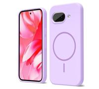 oakxco for Google Pixel 9A Case Silicone Mag Safe, Magnetic Slim Thin Phone Case Compatible with Magsafe, Women Girls Cute Girly Aesthetic Soft Rubber Safecase with Camera Cover, Purple Lavender