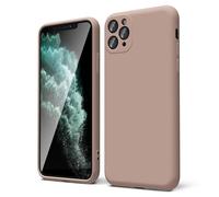 oakxco for iPhone 11 Pro Max Phone Case Liquid Silicone, Thin Slim Soft Rubber Gel TPU Plain Simple Cover for Women Girl Cute, Matte Solid Color, Brown Khaki Nude