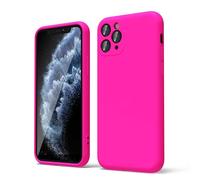 oakxco for iPhone 11 Pro Phone Case Liquid Silicone, Neon Bright Solid Color, Thin Slim Soft Rubber Gel Matte TPU Plain Simple Cover for Women Girl Cute, Hot Pink Fuchsia