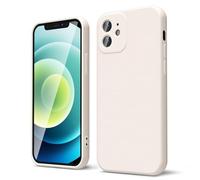 oakxco for iPhone 12 Case Liquid Silicone, Soft Rubber Gel Elegant Aesthetic Basic Simple Cover, Cute Thin Slim TPU Matte Solid Color Plain Smooth Case for Women Girl, Beige Stone Cream
