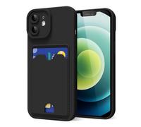oakxco for iPhone 12 Case with Card Holder, Cute Silicone Wallet Phone Case with Credit Card Slot, Soft Rubber Thin Slim Purse for Women Men with Shockproof Camera Cover Protection, Black