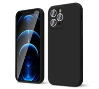 oakxco for iPhone 12 Pro Case Liquid Silicone, Soft Rubber Gel Elegant Aesthetic Basic Simple Cover, Cute Thin Slim TPU Matte Solid Color Plain Smooth Case for Women Men, Black