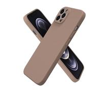 oakxco for iPhone 12 Pro Case Silicone, Ultra Slim Thin Phone Case for Women Girls, Plain Solid Color Minimalist Aesthetic Cute Girly Design, Soft Rubber Gel TPU with Camera Cover, Brown Fall