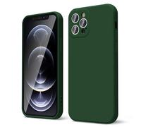 oakxco for iPhone 12 Pro Max Case Liquid Silicone, Soft Rubber Gel Elegant Aesthetic Basic Simple Cover, Cute Thin Slim TPU Matte Solid Color Plain Smooth Case for Women Men Boy, Dark Green