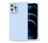 oakxco for iPhone 12 Pro Max Case Silicone Square Edge, Y2k Rectangle Soft Rubber Gel Cute Phone Case for Women, Girly Aesthetic Trendy Design, Thin Slim Matte TPU Protective Cover, Light Blue