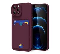 oakxco for iPhone 12 Pro Max Case with Card Holder, Cute Silicone Wallet Phone Case with Credit Card Slot, Soft Rubber Thin Slim Purse for Women Men with Camera Cover Protection, Burgundy Maroon