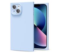 oakxco for iPhone 13 Case Silicone Square Edge, Y2k Rectangle Soft Rubber Gel Cute Phone Case for Women, Girly Aesthetic Trendy Design, Thin Slim Matte TPU Protective Cover, Light Blue