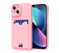 oakxco for iPhone 13 Case with Card Holder, Cute Silicone Wallet Phone Case with Credit Card Slot, Soft Rubber Thin Slim Purse for Women Men with Shockproof Camera Cover Protection, Light Pink