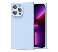 oakxco for iPhone 13 Pro Case Silicone Square Edge, Y2k Rectangle Soft Rubber Gel Cute Phone Case for Women, Girly Aesthetic Trendy Design, Thin Slim Matte TPU Protective Cover, Light Blue