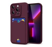 oakxco for iPhone 13 Pro Case with Card Holder, Cute Silicone Wallet Phone Case with Credit Card Slot, Soft Rubber Thin Slim Purse for Women Men with Camera Cover Protection, Burgundy Maroon