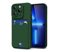 oakxco for iPhone 13 Pro Max Case with Card Holder, Cute Silicone Wallet Phone Case with Credit Card Slot, Soft Rubber Thin Slim Purse for Women Men with Shockproof Camera Cover Protection, Dark Green
