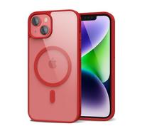 oakxco for iPhone 14 Case Clear Magnetic Compatible with Magsafe, Thin Slim Transparent Non Yellowing, Hybrid Soft Silicone Bumper & Hard Plastic Protective Cover for Women, Red