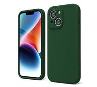oakxco for iPhone 14 Phone Case Liquid Silicone, Cute Thin Slim Soft Rubber TPU Plain Smooth Gel Cover for Women Girl, Matte Solid Protective & Shockproof, Dark Forest Green
