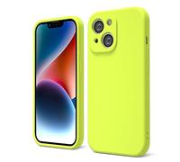 oakxco for iPhone 14 Phone Case Liquid Silicone, Fluorescent Bright Solid Color, Cute Thin Slim Soft Rubber TPU Plain Smooth Gel Matte Protective Cover for Women Girl, Neon Green Lime