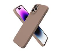 oakxco for iPhone 14 Pro Max Case Silicone, Ultra Slim Thin Phone Case for Women Girls, Plain Solid Color Minimalist Aesthetic Cute Girly Design, Soft Rubber Gel TPU with Camera Cover, Brown Fall