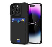 oakxco for iPhone 14 Pro Max Case with Card Holder, Cute Silicone Wallet Phone Case with Credit Card Slot, Soft Rubber Thin Slim Purse for Women Men with Shockproof Camera Cover Protection, Black